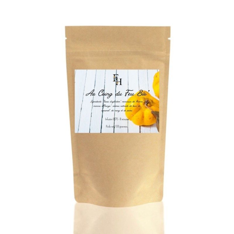 Au Coing du Feu Bio - Infusion aromatisée bio - Sachet 100 grammes Au Coing du Feu Bio - Infusion aromatisée bio - Sachet 100 grammes
