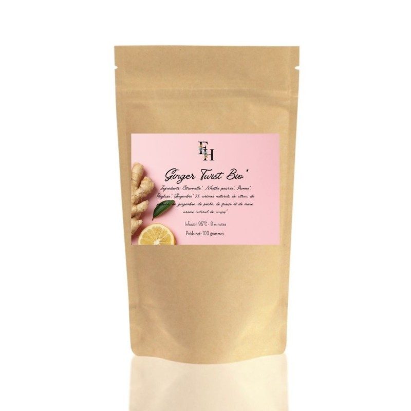 Ginger Twist Bio - Infusion aromatisée bio - Sachet 100 grammes Ginger Twist Bio - Infusion aromatisée bio - Sachet 100 grammes