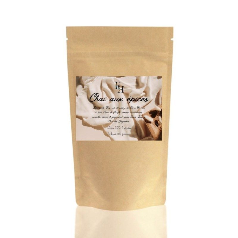 Chaï aux épices - Thé noir & Oolong - Sachet 100 grammes Chaï aux épices - Thé noir & Oolong - Sachet 100 grammes