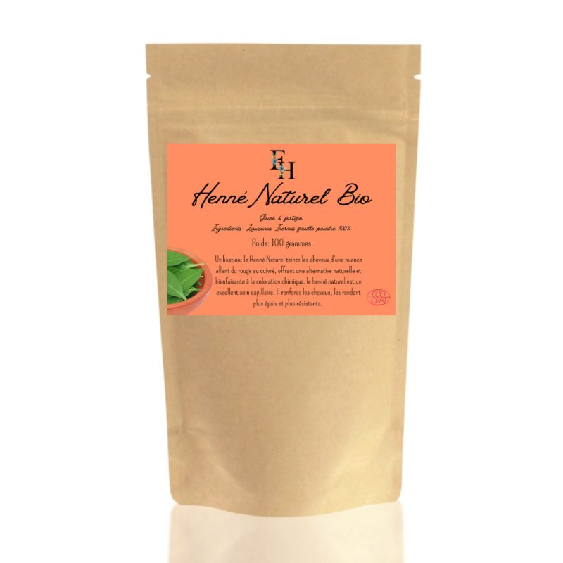 Henné naturel poudre biologique - Sachet de 100 grammes Henné naturel poudre biologique - Sachet de 100 grammes