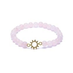 Elastic bracelet charm sun - Beads Quartz Pink