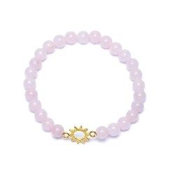 Elastic bracelet charm sun - Beads Quartz Pink