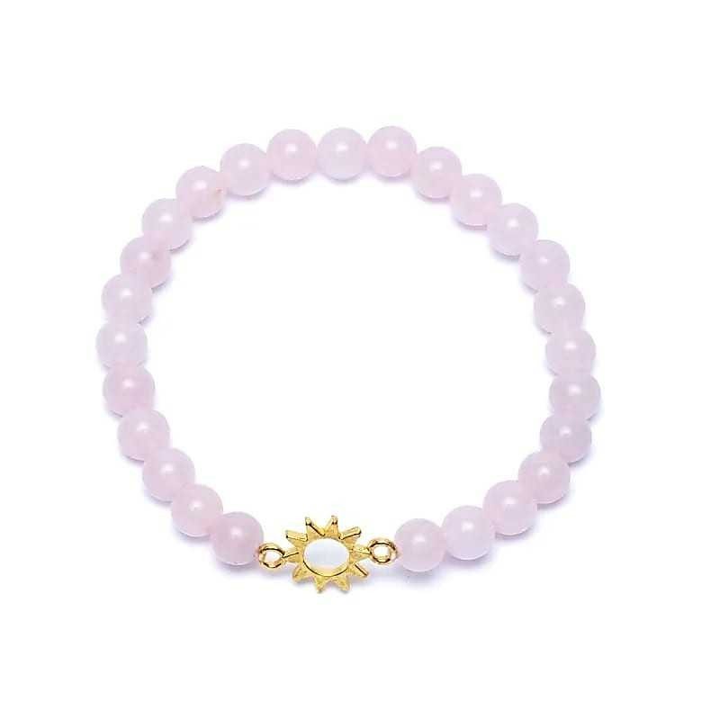 Elastic bracelet charm sun - Beads Quartz Pink Elastic bracelet charm sun - Beads Quartz Pink
