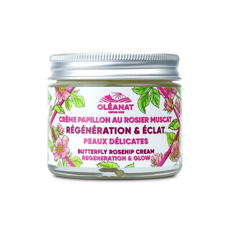 Crème Papillon au Rosier Muscat – Régénération & Éclat (Peaux Délicates) - 50ml