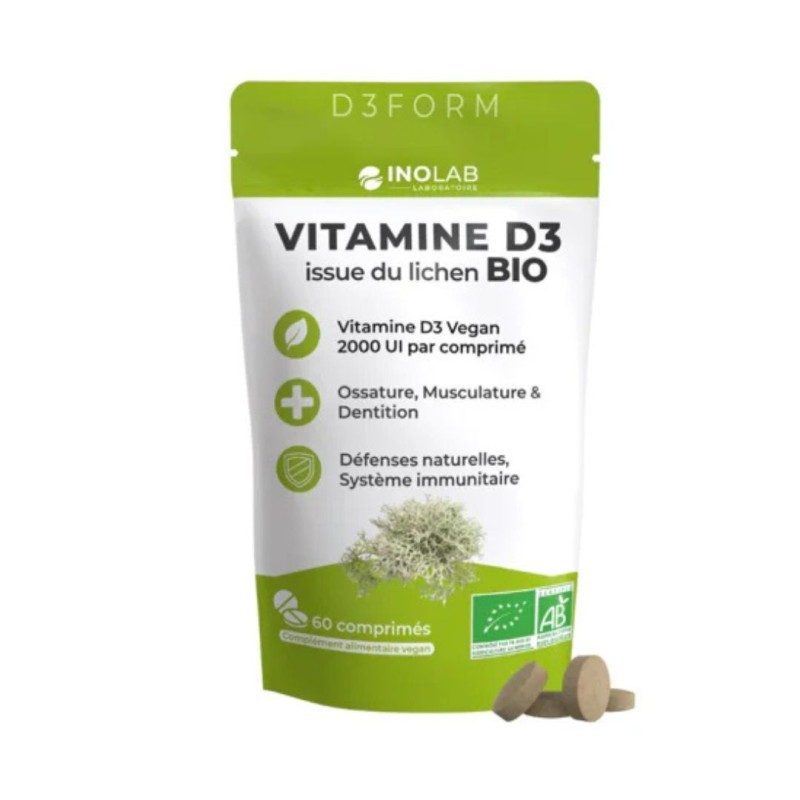 Vitamine D3 vegan issue du lichen bio 60 comprimés