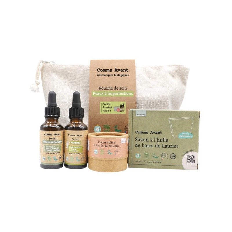 Routine de soin naturelle peaux à imperfections – Coffret complet Comme Avant