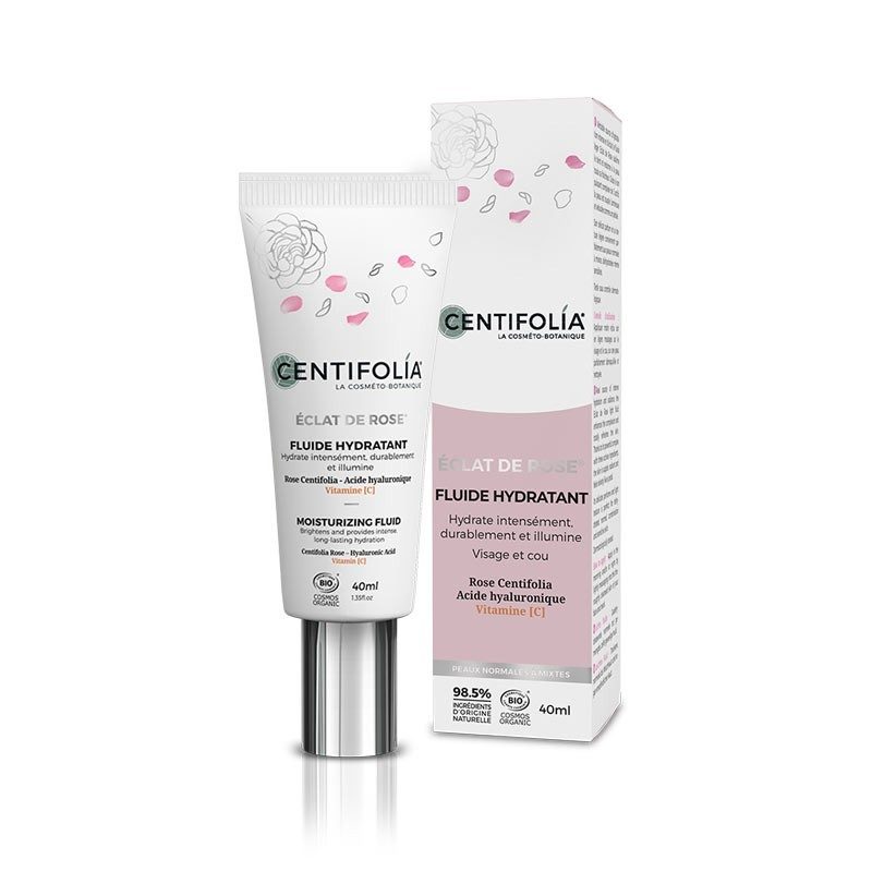 Fluide hydratant Éclat de Rose - Acide hyaluronique & Vitamine C - Centifolia