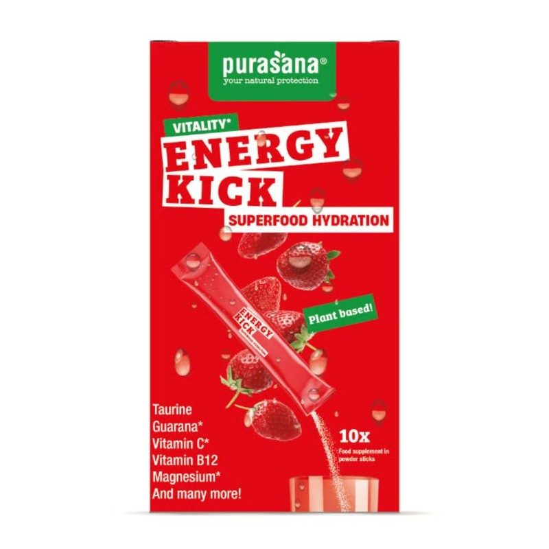 Energy Kick – Boisson énergétique naturelle au guarana & ginseng – 10 sticks