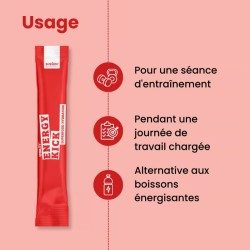 Energy Kick – Boisson énergétique naturelle au guarana & ginseng – 10 sticks