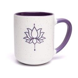 Tasse rustique lotus violet en porcelaine Bone China – élégante, solide et zen