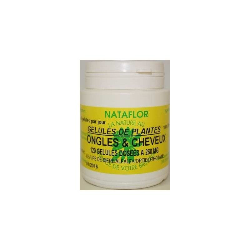 Ongles et cheveux 120 gélules 260 mg poudre pure