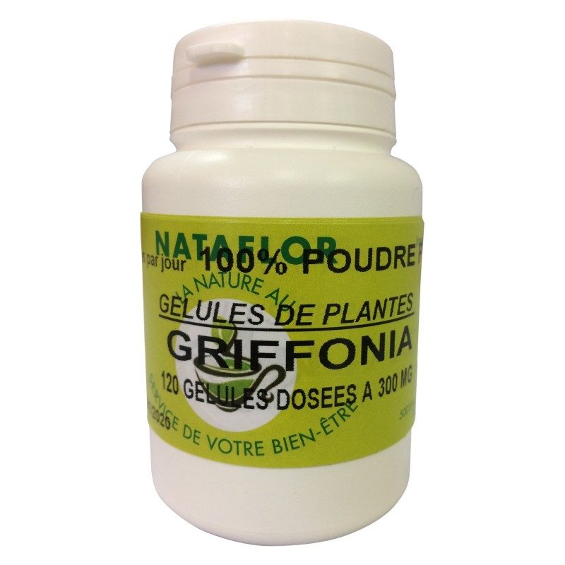 GELULES GRiFFONIA simplicifolia dosées à 300 mg. 120 gélules. GELULES GRiFFONIA simplicifolia dosées à 300 mg. 120 gélules.