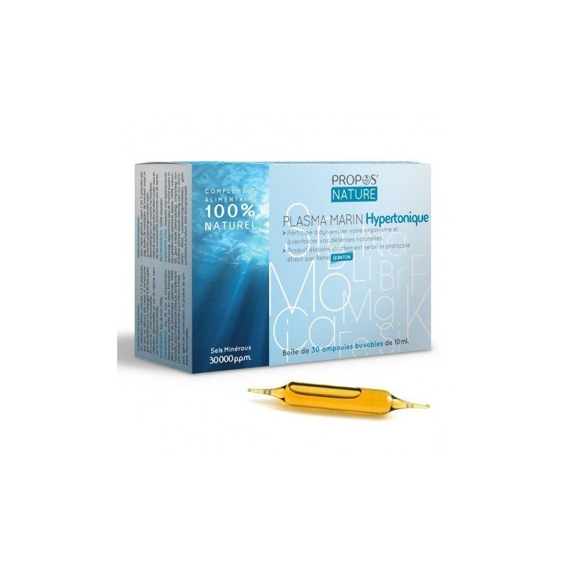 Plasma marin hypertonique - 30 ampoules buvables de 10 ml Plasma marin hypertonique - 30 ampoules buvables de 10 ml