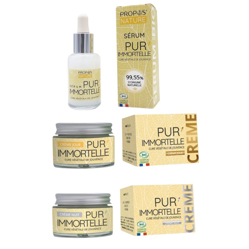GAMME PUR'IMMORTELLE Sérum - Crème de jour - Crème de nuit GAMME PUR'IMMORTELLE Sérum - Crème de jour - Crème de nuit