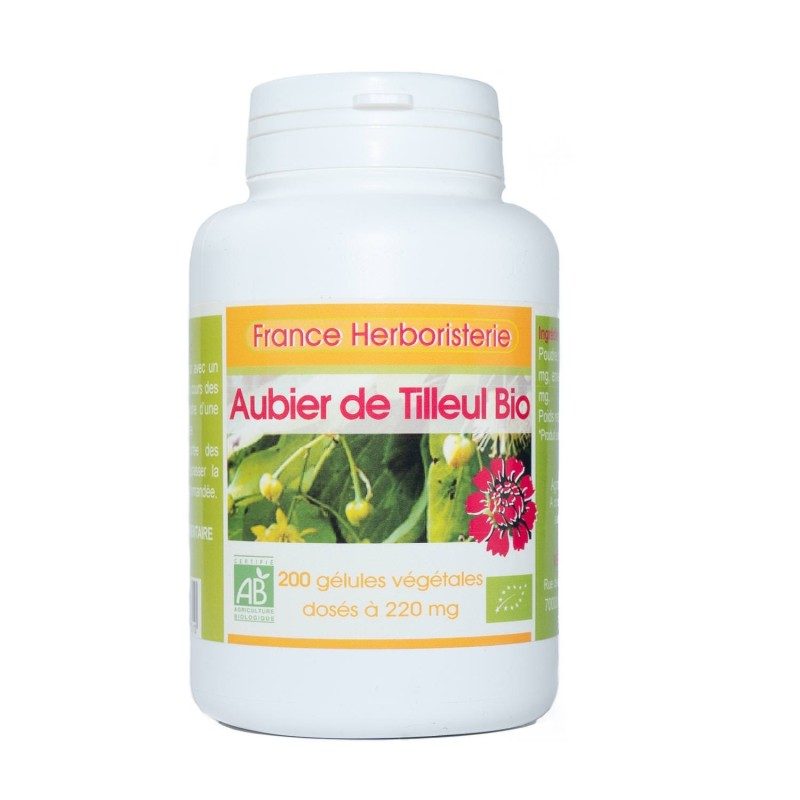 200 gélules AUBIER TILLEUL BIO AB dosées à 220 mg. 200 gélules AUBIER TILLEUL BIO AB dosées à 220 mg.