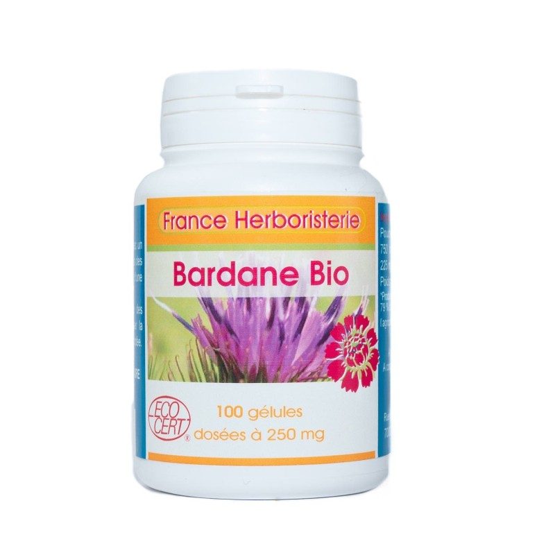 GELULES BARDANE racine 100 gélules dosées à 250 mg.