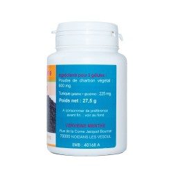 GELULES CHARBON végétal 100 gélules dosées à 200 mg.