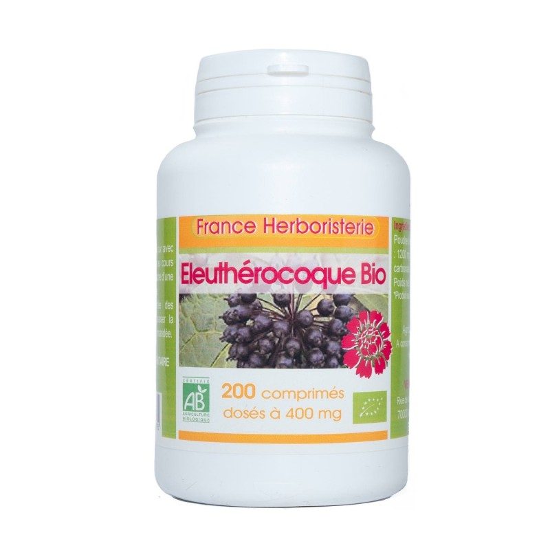 ELEUTHEROCOQUE BIO AB 200 Tabletten mit einer Dosierung von 400mg in Tablettenform. ELEUTHEROCOQUE BIO AB 200 Tabletten mit einer Dosierung von 400mg in Tablettenform.
