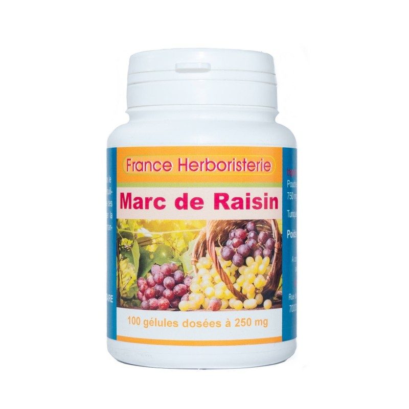 MARC DE RAISIN GELES 100 Kapseln mit einer Dosierung von 250 mg.