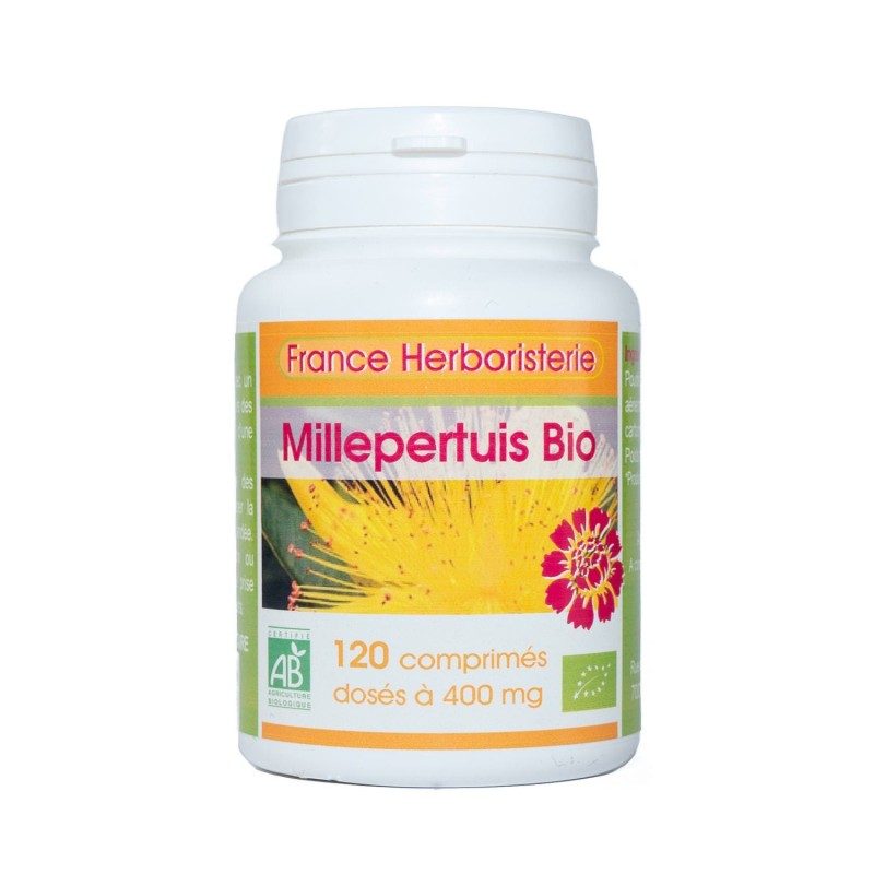 MILLEPERTUIS BIO AB 120 comprimés dosés à 400 mg en comprimés. MILLEPERTUIS BIO AB 120 comprimés dosés à 400 mg en comprimés.