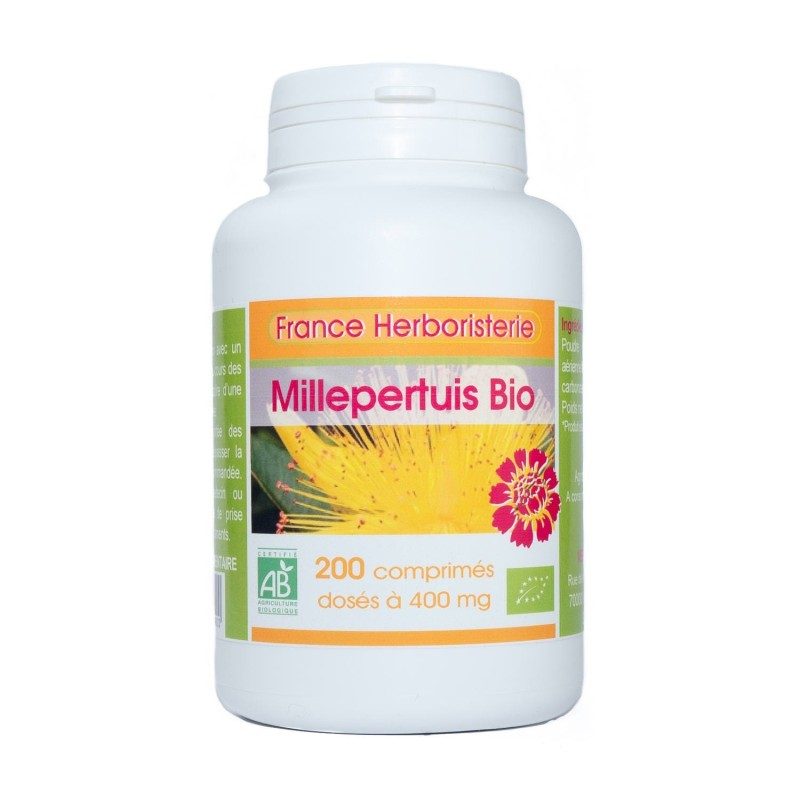 MILLEPERTUIS BIO AB 200 Tabletten mit einer Dosierung von 400 mg in Tablettenform.