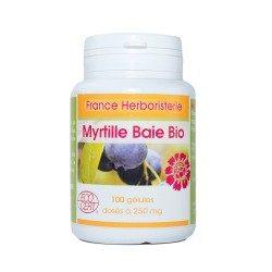 GELULES MYRTILLE BAIE 100 gélules dosées à 250 mg.