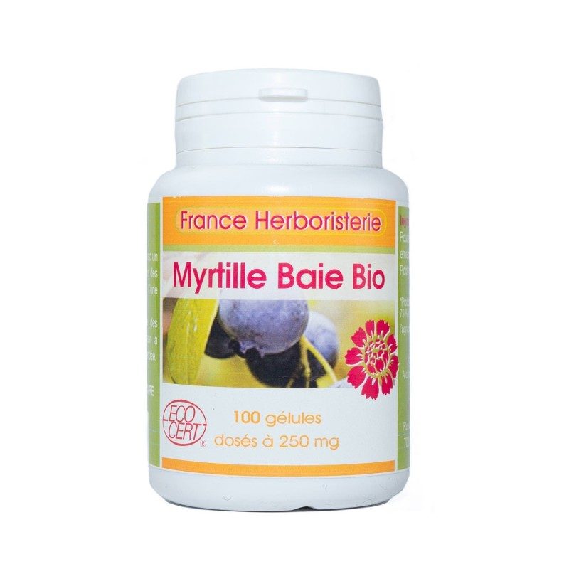 GELULES MYRTILLE BAIE 100 gélules dosées à 250 mg. GELULES MYRTILLE BAIE 100 gélules dosées à 250 mg.