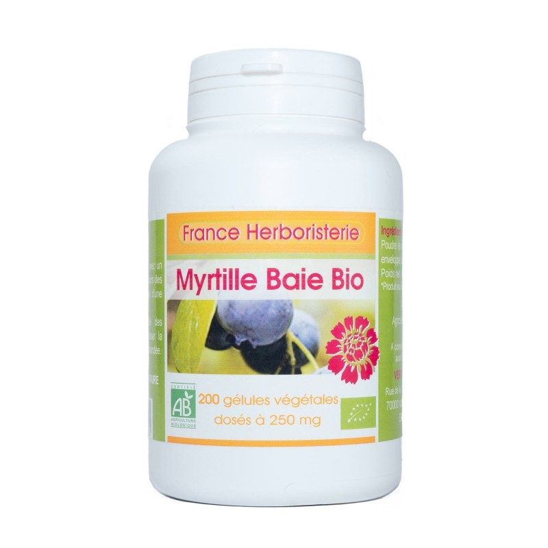 200 gélules MYRTILLE baie BIO AB dosées à 250 mg. 200 gélules MYRTILLE baie BIO AB dosées à 250 mg.