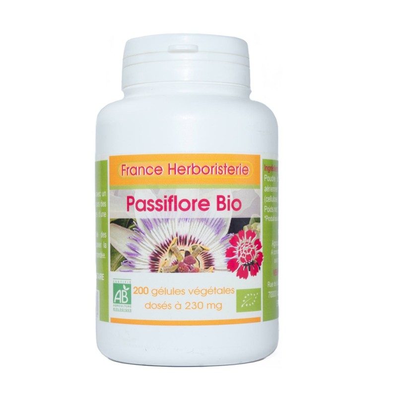 200 gélules PASSIFLORE BIO AB dosées à 230 mg. 200 gélules PASSIFLORE BIO AB dosées à 230 mg.