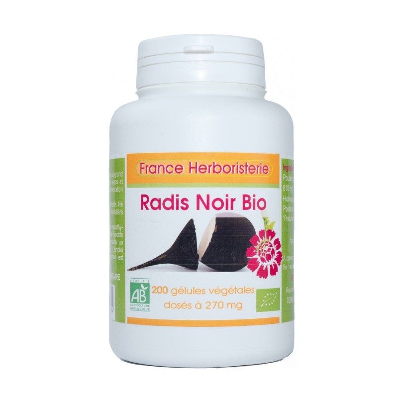 200 gélules RADIS NOIR BIO AB dosées à 270 mg. 200 gélules RADIS NOIR BIO AB dosées à 270 mg.
