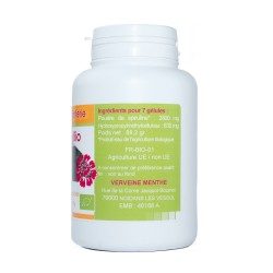 SPIRULINE ECOCERT 180 Kapseln mit einer Dosierung von 400 mg.