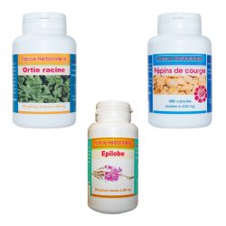 Packung mit 3 Gläsern Kapseln für ein besseres Wohlbefinden des Mannes - Brennnesselwurzel, Weidenröschen & Kürbiskerne