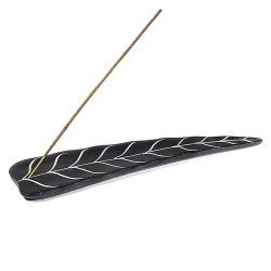 Brûle encens pierre Ollaire noire feuille