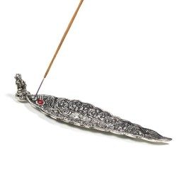 Brûleur d'encens Ganesh feuille couleur d'argent