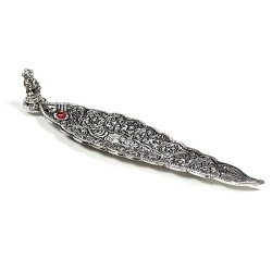 Brûleur d'encens Ganesh feuille couleur d'argent